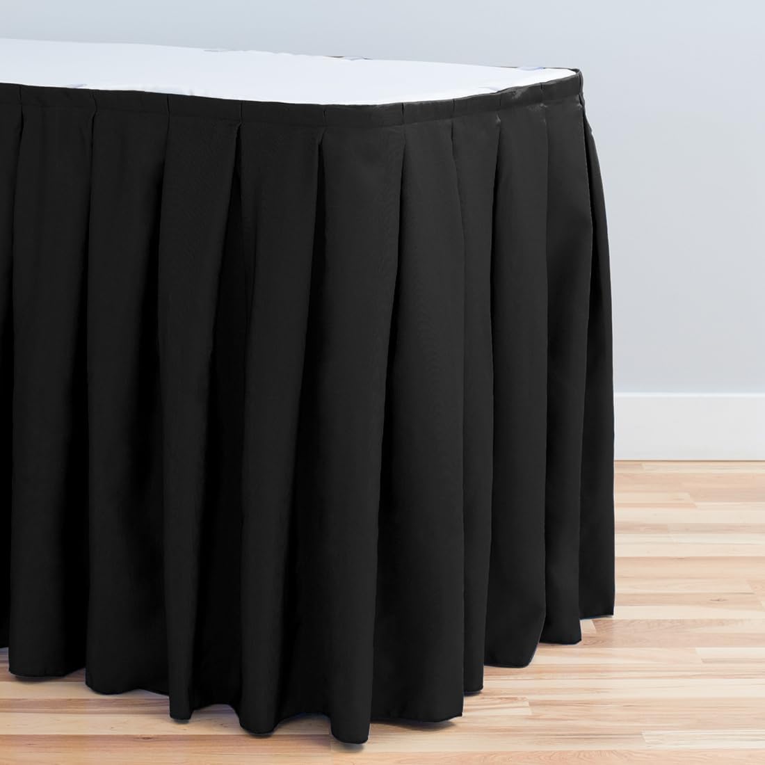 LTC Linens Black Table Skirt 17 ft Rectangular Table Cover