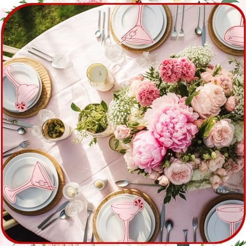 100 Pcs Pink Cocktail Themed Place Cards for Parties