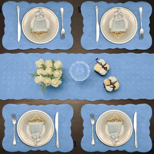 Loom and Mill Quilted Placemats Set of 6 Blue