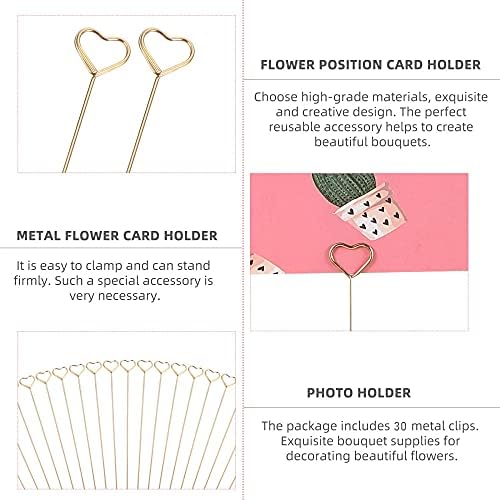 Tinsow 30 Pcs Heart Shape Metal Place Card Holder