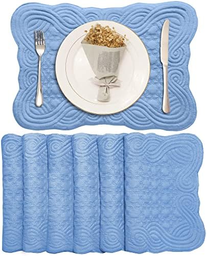 Loom and Mill Quilted Placemats Set of 6 Blue