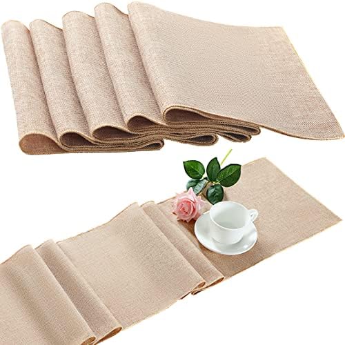 Breling 6 Pcs Burlap Table Runner Set