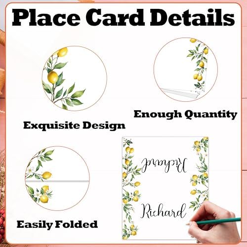 Lemon On Branch Place Cards for Girls - 25pcs Italy Yellow