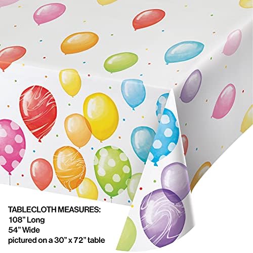 Creative Converting Balloon Bash Tablecloth 54x102 Red Orange Yellow Green Blue Purple