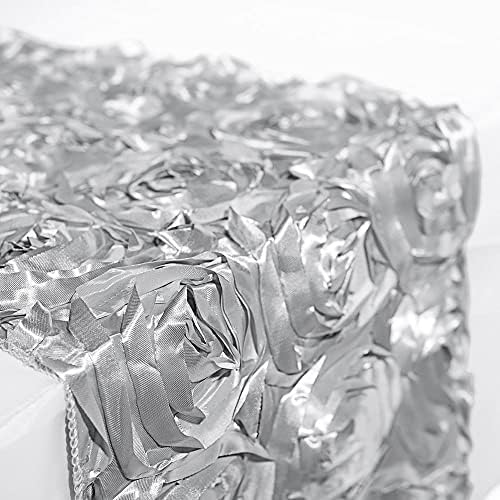 Andersons Silver Satin Rosette Table Runner 14x9ft Wedding Decor