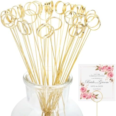Gegraterwa Picture Holders for Centerpieces 40Pcs Metal Photo Sticks