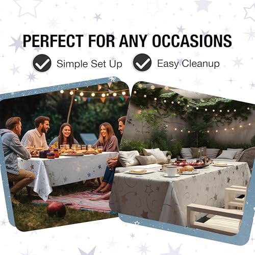 Exquisite Silver Star Tablecloths 12-Pack Disposable