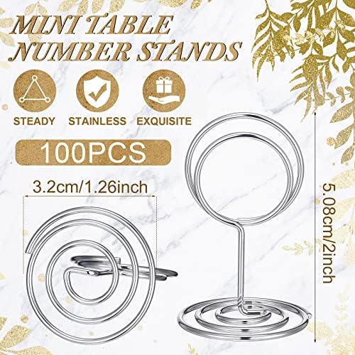 100 Mini Place Card Holders - 2 Inch Silver Table Number Stands