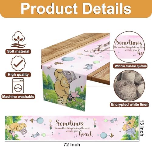 Winnie the Pooh Baby Shower Tablecloth 13x72 Inches