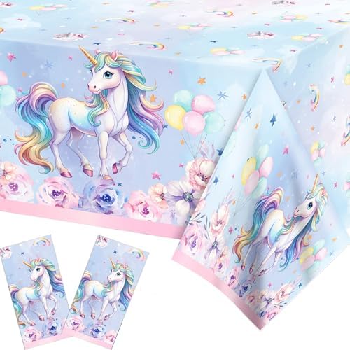 2 PCS Unicorn Disposable Tablecloth 86x51 Inches