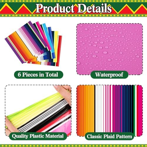 Preboun 6 Pcs Plastic Mexican Table Runner Fiesta Decor