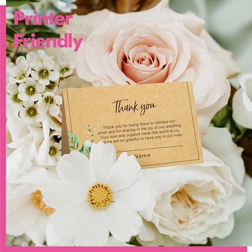 100 PCS Kraft Place Cards with Green Plant Design