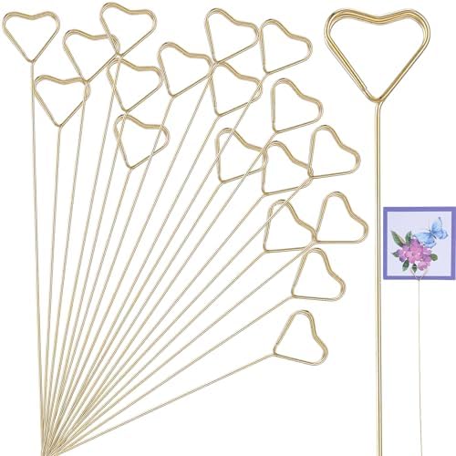 20Pcs Heart Shape Flower Card Holder Stick for Wedding and Party