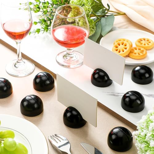 Geyoga 50 Pcs Black Round Place Card Holders