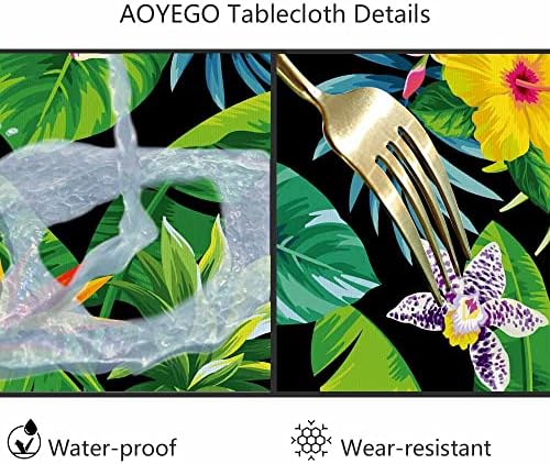 AOYEGO 60 Inch Round Tablecloth Tropical Design