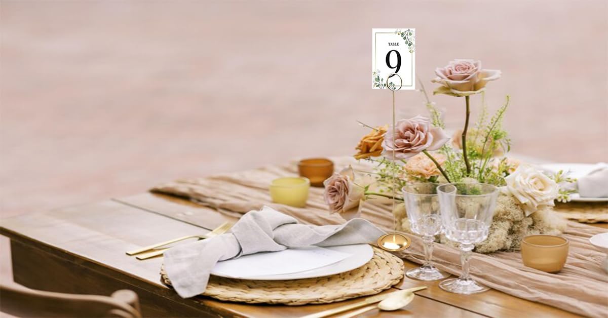 HOHIYA 12 Pc Gold Table Number Holders for Weddings