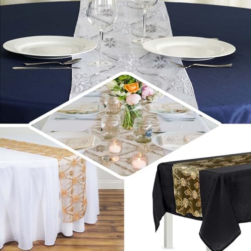 Champagne Lace Netting Table Runner for Weddings