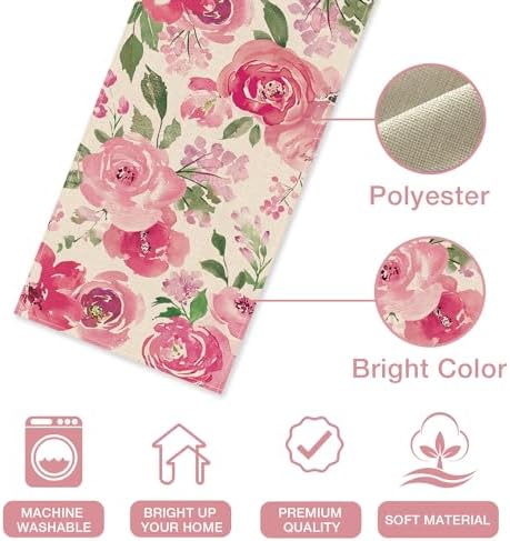 Seliem Pink Peony Flower Table Runner 13x72 Inches