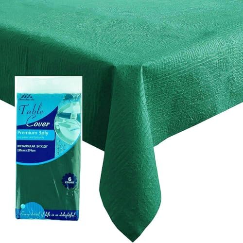 6 Pack Dark Green Paper Tablecloth for Rectangle Tables 54x108 Inch