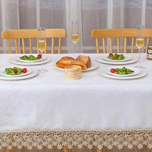 BrekSdat Beige Lace Rectangle Tablecloth