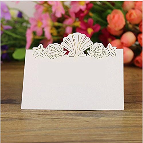 Pack of 50 Beach Themed Wedding Place Cards Seashell Table Numbers
