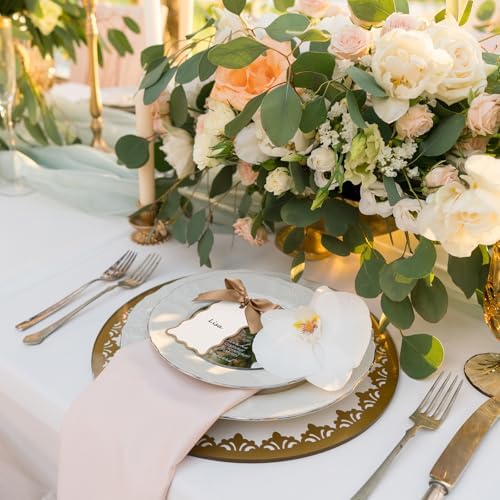 200 Pcs Scallop Name Place Cards with Ribbon for Weddings
