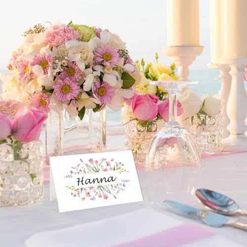 50 Pcs Floral Place Cards for Wedding and Party