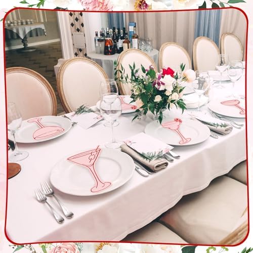 100 Pcs Pink Cocktail Themed Place Cards for Parties