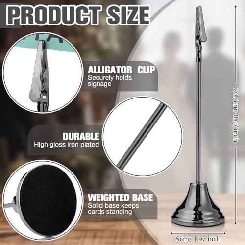 Marspark 12 Pcs 8 Inch Place Card Holders with Alligator Clip Gunmetal