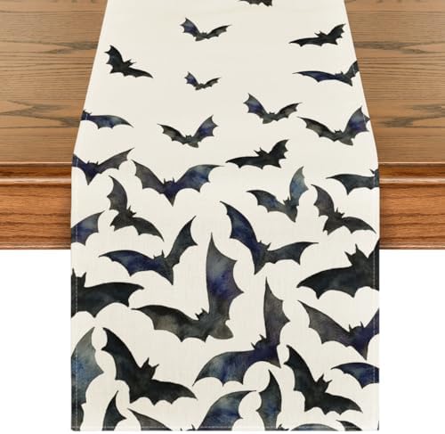 Artoid Mode Silhouette Black Bats Halloween Table Runner 13x72 Inch