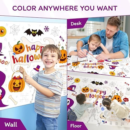 1 Pack Halloween Coloring Tablecloth for Kids