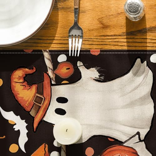 Artoid Mode Halloween Table Runner with Black Cat Design