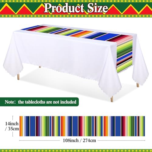 Preboun 6 Pcs Plastic Mexican Table Runner Fiesta Decor