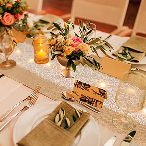 Xinnun 6 Pack Burlap Table Runner with LED String Lights