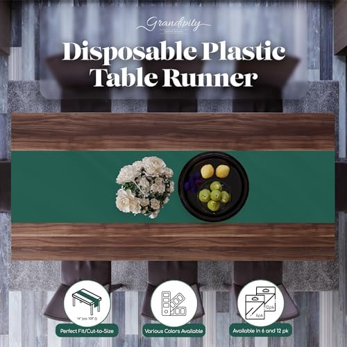 Dark Green 6 Pack Premium Disposable Table Runner 14 x 108 Inch