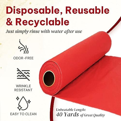 Amatra All-Purpose Plastic Table Cover Roll Red 54in x 120ft