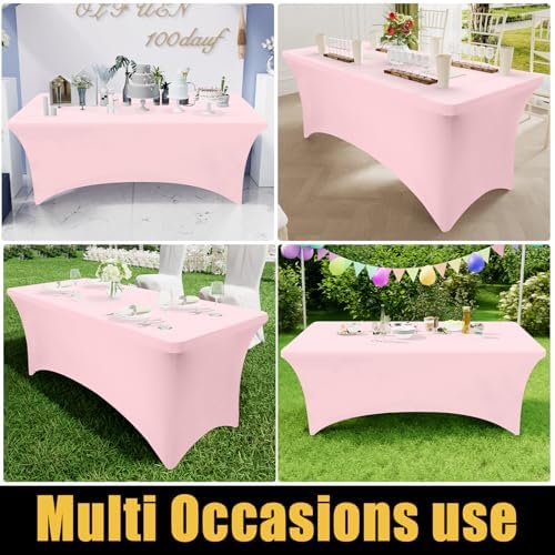 Smiry 2 Pack Spandex Table Cloth 4FT Pink