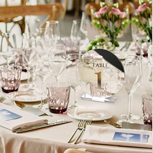 Mirror Gold Acrylic Table Numbers 1-15 with Stands
