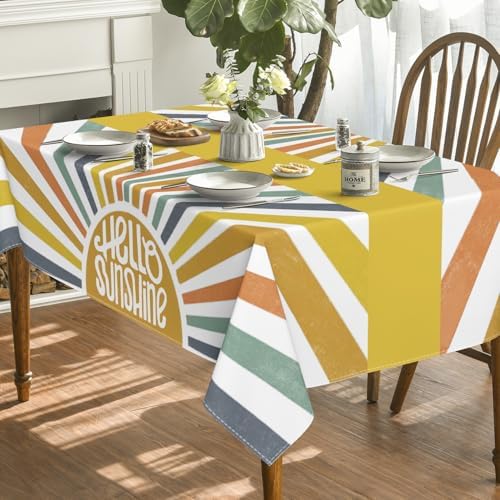 Horaldaily Summer Tablecloth 60x84 Inch Rainbow Party Decor