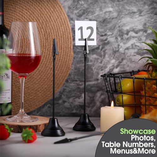 12 Pcs Table Number Holders with Alligator Clip - Black