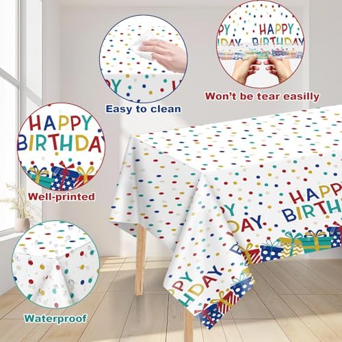 3 Pcs Plastic Tablecloth for Birthday Parties