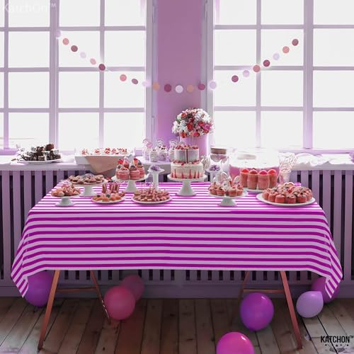 KatchOn 4 Pack Hot Pink and Silver Tablecloths 108x54 Inch