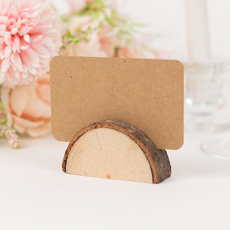 10 Natural Semicircle Wood Place Card Holders for Events