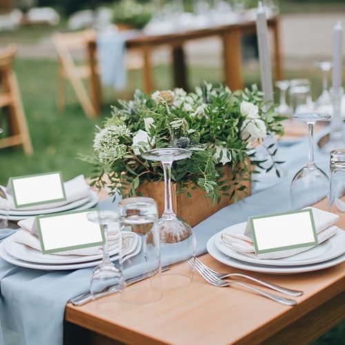 Whaline 100Pcs Sage Green Place Cards Wedding Seating Cards Tented Cards Party Supplies