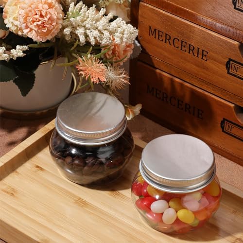 48 Pcs 4 Oz Clear Plastic Jars with Rose Gold Lids