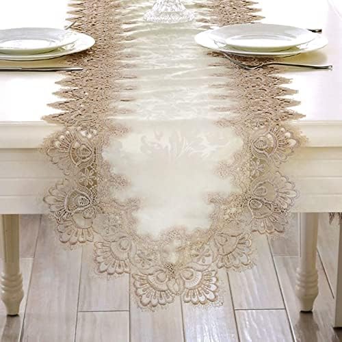 Stfery Beige Triangle Lace Table Runner 16x112 Inches