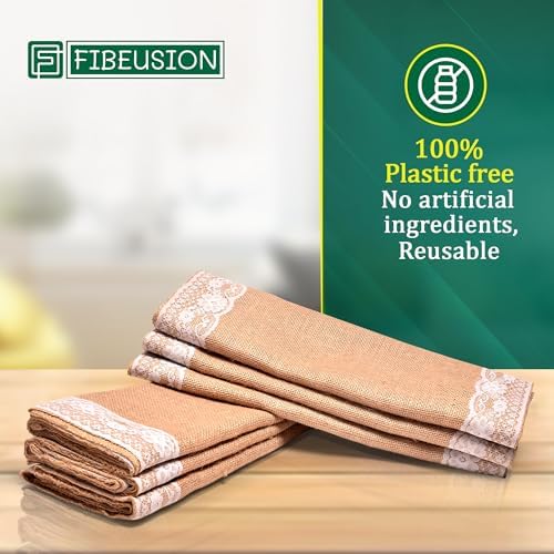 Fibeusion Burlap Lace Table Runner Pack of 6 12x108