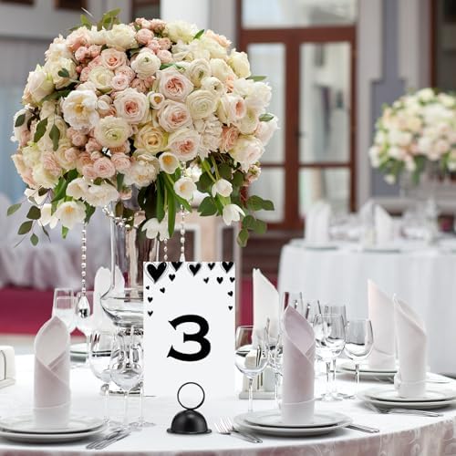 24 Pcs Black Metal Table Number Holders for Events and Restaurants