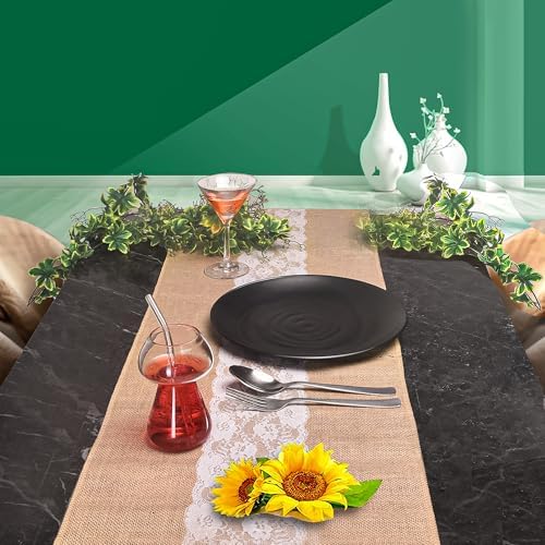 Elegant Burlap Lace Table Runner Pack of 3 14x72
