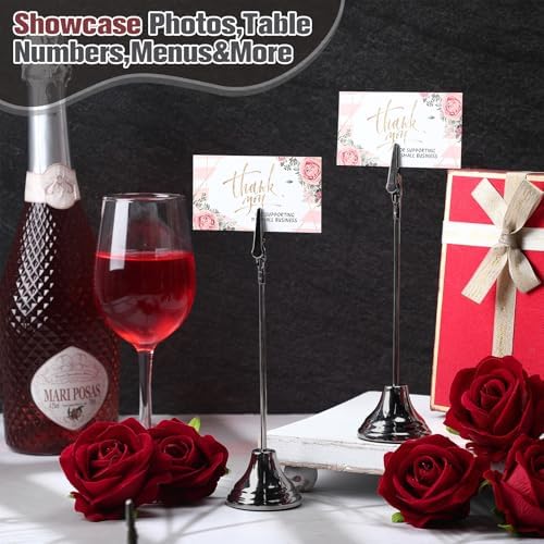 Marspark 12 Pcs 8 Inch Place Card Holders with Alligator Clip Gunmetal